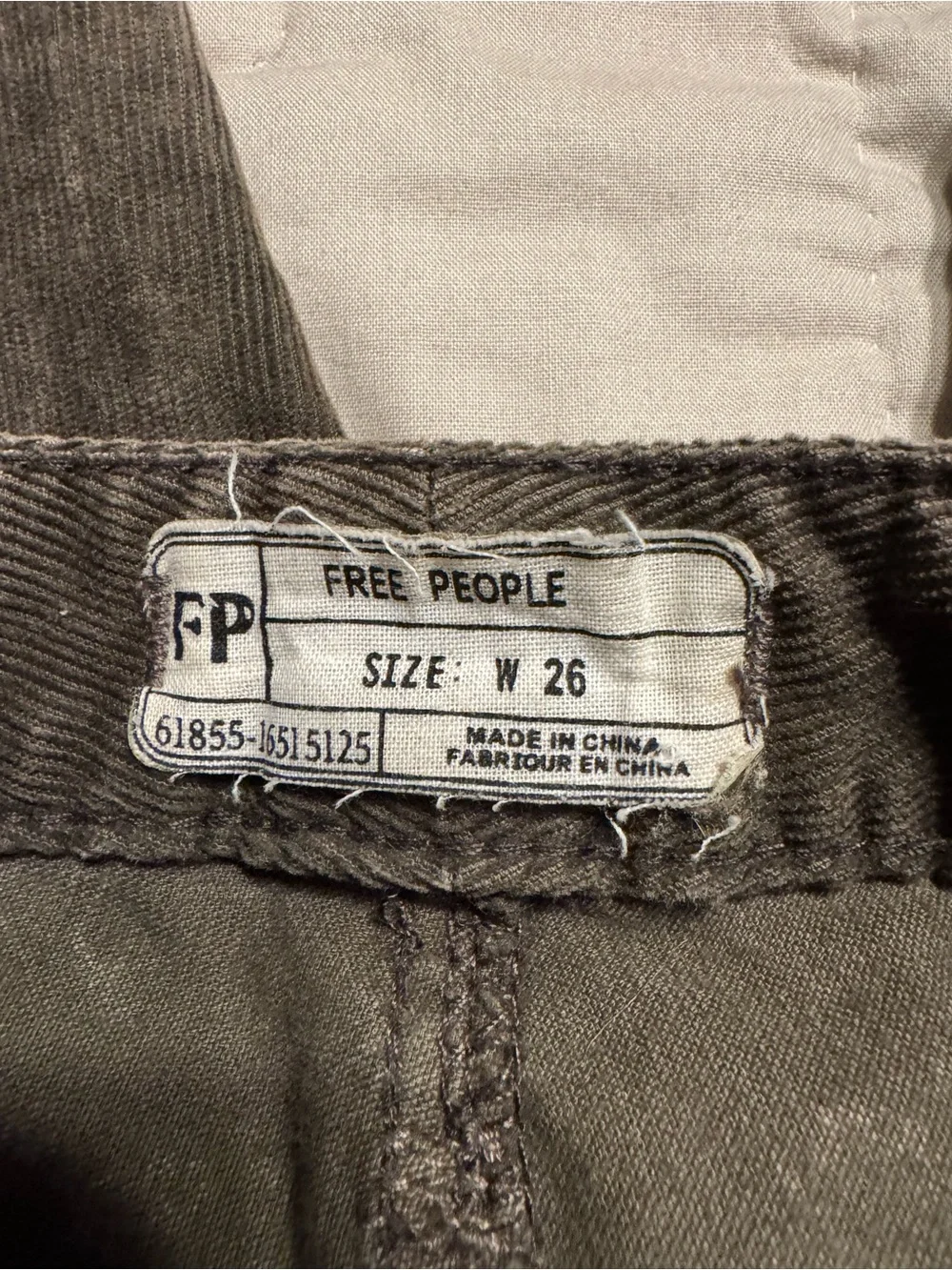 Free People Olive Green Corduroy Skinny Jeans